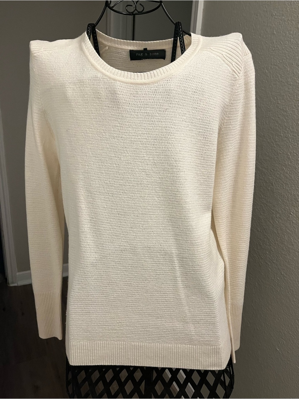 rag & bone Ivory Crewneck Lightweight Knit Sweater